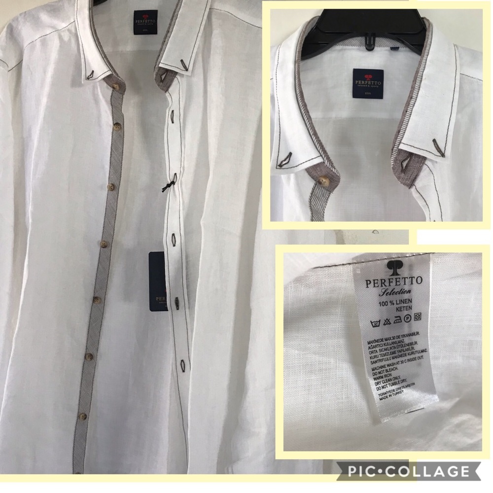 PERFETTO Limited Edition 100% Linen White Shirt - Picture 5 of 7